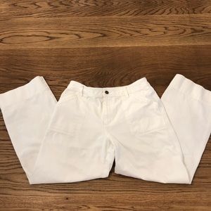 Lauren White Cotton Cropped Wide Leg Pants